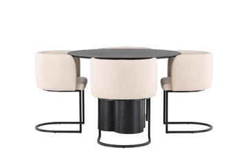 Olivia Matgrupp 110 cm Rund med 4 Simrishman Stolar - Beige - Products - Möbler - Bord & matgrupp - Matgrupp