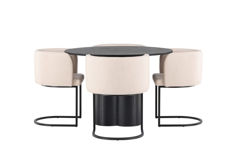 Olivia Matgrupp 110 cm Rund med 4 Simrishman Stolar - Beige - Products - Möbler - Bord & matgrupp - Matgrupp