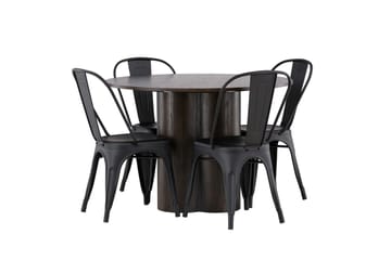 Olivia Matgrupp 110 cm Rund med 4 Tempe Stolar - Svart - Products - Möbler - Bord & matgrupp - Matgrupp