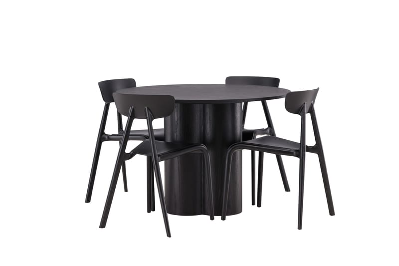 Olivia Matgrupp 110 cm Rund med 4 Ursholmen Stolar - Svart - Products - Möbler - Bord & matgrupp - Matgrupp