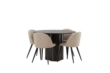 Olivia Matgrupp 110 cm Rund med 4 Velvet stolar - Beige - Products - Möbler - Bord & matgrupp - Matgrupp