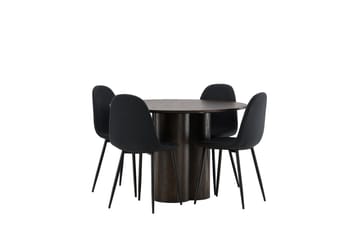 Olivia Matgrupp 110 cm Rund med 4 Polar stolar - Svart - Products - Möbler - Bord & matgrupp - Matgrupp