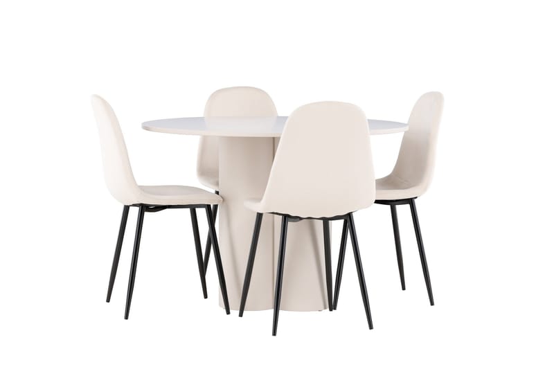 Olivia Matgrupp 110 cm Rund med 4 Polar stolar - Beige/Beige - Products - Möbler - Bord & matgrupp - Matgrupp
