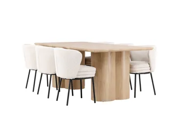 Olivia Matgrupp 210 cm Rektangulär med 6 Agnes stolar - Whitewash/Vit - Products - Möbler - Bord & matgrupp - Matgrupp