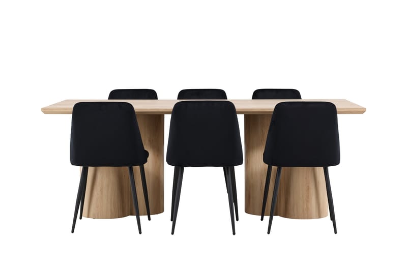 Olivia Matgrupp 210 cm Rektangulär med 6 Night stolar - Whitewash/Svart - Products - Möbler - Bord & matgrupp - Matgrupp