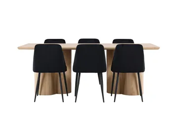 Olivia Matgrupp 210 cm Rektangulär med 6 Night stolar - Whitewash/Svart - Products - Möbler - Bord & matgrupp - Matgrupp