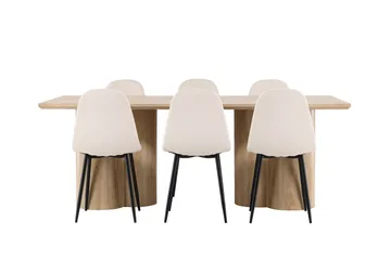 Olivia Matgrupp 210 cm Rektangulär med 6 Polar stolar - Whitewash/Beige - Products - Möbler - Bord & matgrupp - Matgrupp