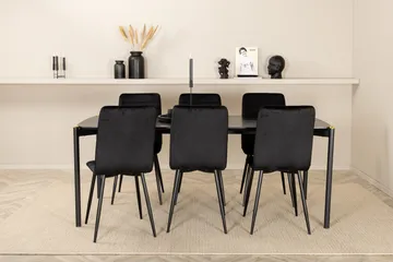 Pelle Matgrupp 190 cm Rektangulär med 6 Windu stolar - Svart - Products - Möbler - Bord & matgrupp - Matgrupp