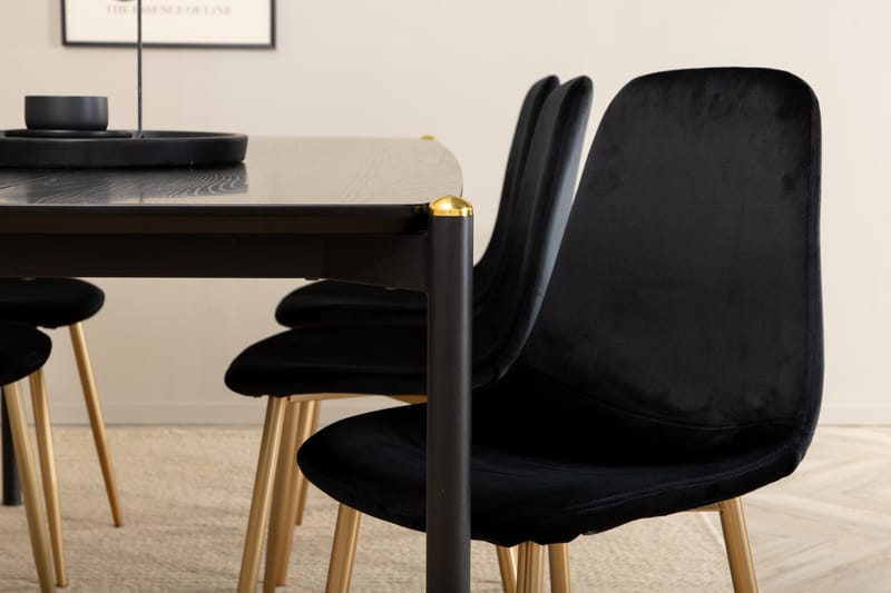 Pelle Matgrupp 190 cm Rektangulär med 6 Polar stolar - Svart/Guld - Products - Möbler - Bord & matgrupp - Matgrupp