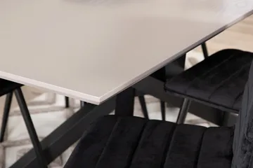 Penny Matgrupp 190 cm inkl 6 Robin Sammetsstolar - Grå/Svart - Products - Möbler - Bord & matgrupp - Matgrupp