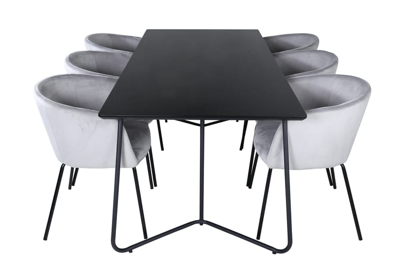Petra Matgrupp 190 cm Rektangulär med 6 Berit stolar - Svart - Products - Möbler - Bord & matgrupp - Matgrupp