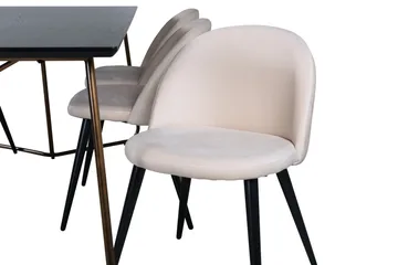 Petra Matgrupp 190 cm Rektangulär med 6 Velvet stolar - Svart - Products - Möbler - Bord & matgrupp - Matgrupp