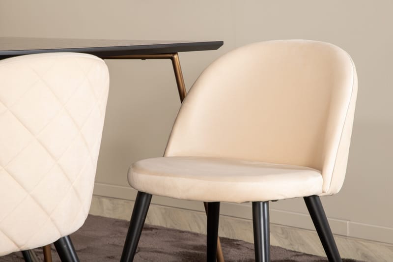 Petra Matgrupp 190 cm Rektangulär med 6 Velvet stolar - Svart - Products - Möbler - Bord & matgrupp - Matgrupp