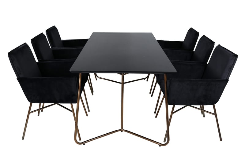 Petra Matgrupp 190 cm Rektangulär med 6 Petra stolar - Svart - Products - Möbler - Bord & matgrupp - Matgrupp