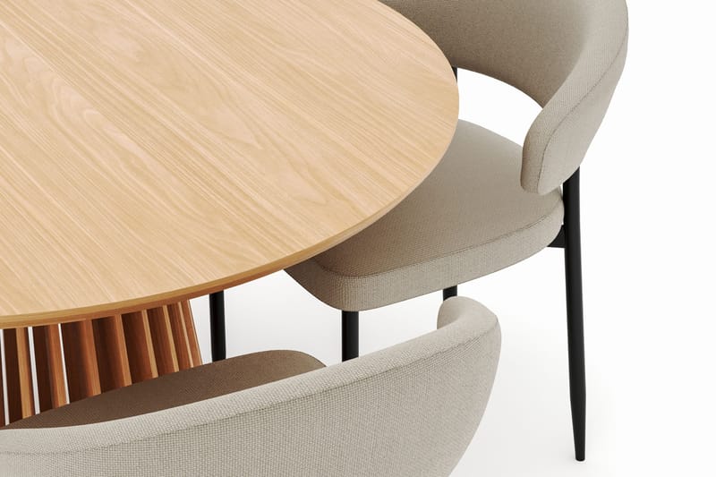 Peyra Matbord 120 cm Rund med 4 Sawako Stolar - Natur - Products - Möbler - Bord & matgrupp - Matgrupp