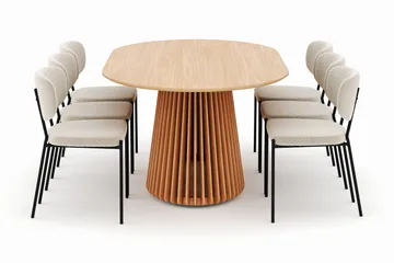 Peyra Matbord 200 cm Oval med 6 Gemmiano Stolar - Natur - Products - Möbler - Bord & matgrupp - Matgrupp