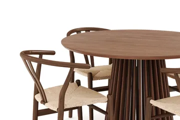 Peyra Matgrupp 120 cm Rund med 4 Dastoori Matstolar - Valnöt / Brun / Beige - Products - Möbler - Bord & matgrupp - Matgrupp