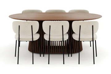 Peyra Ovalt Matbord 200 cm med 6 Gemmiano Stolar - Valnöt - Products - Möbler - Bord & matgrupp - Matgrupp