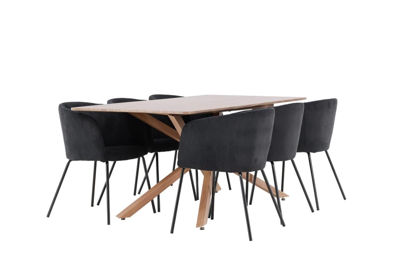 Piazza Matgrupp 180 cm Rektangulär med 6 Berit stolar - Mocca/Svart - Products - Möbler - Bord & matgrupp - Matgrupp