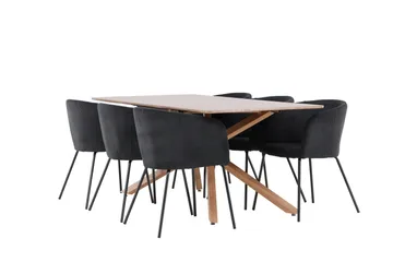 Piazza Matgrupp 180 cm Rektangulär med 6 Berit stolar - Mocca/Svart - Products - Möbler - Bord & matgrupp - Matgrupp