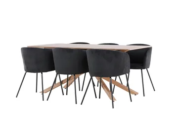 Piazza Matgrupp 180 cm Rektangulär med 6 Berit stolar - Mocca/Svart - Products - Möbler - Bord & matgrupp - Matgrupp