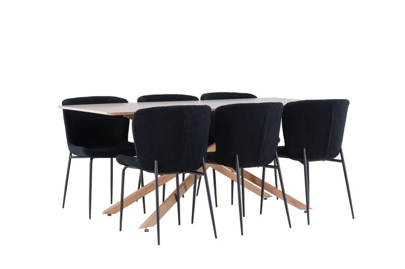 Piazza Matgrupp 180 cm Rektangulär med 6 Modesto stolar - Mocca/Svart - Products - Möbler - Bord & matgrupp - Matgrupp