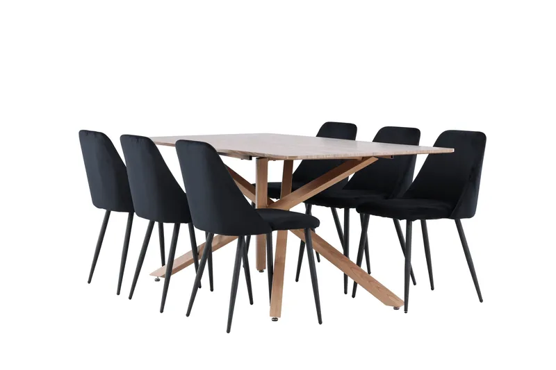 Piazza Matgrupp 180 cm Rektangulär med 6 Night stolar - Mocca/Svart - Products - Möbler - Bord & matgrupp - Matgrupp