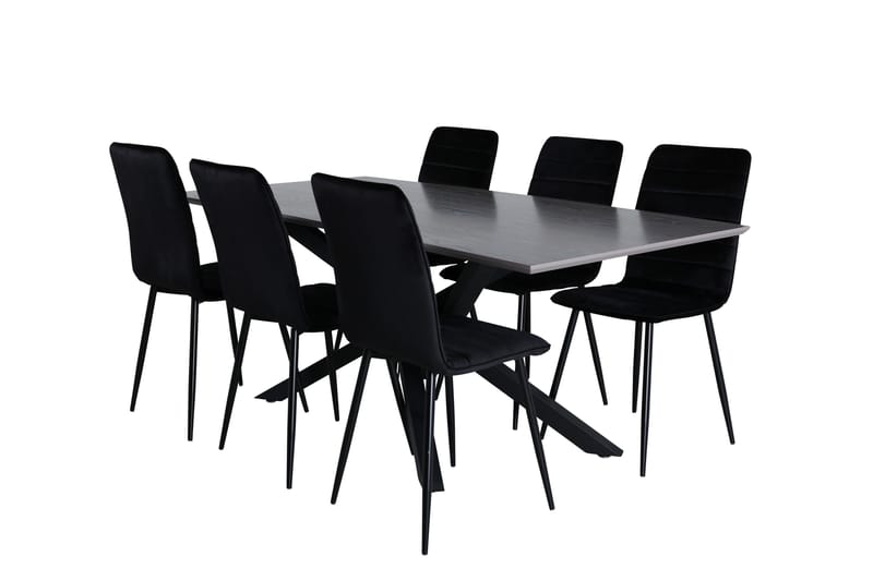 Piazza Matgrupp 180 cm Rektangulär med 6 Windu stolar - Svart - Products - Möbler - Bord & matgrupp - Matgrupp