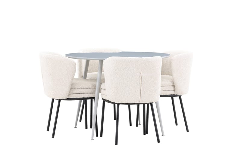 Plaza Matgrupp 100 cm Rund med 4 Agnes stolar - Grå/Vit - Products - Möbler - Bord & matgrupp - Matgrupp