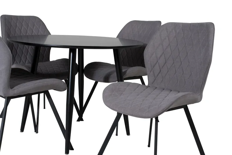Plaza Matgrupp 100 cm Rund med 4 Gemma stolar - Svart - Products - Möbler - Bord & matgrupp - Matgrupp
