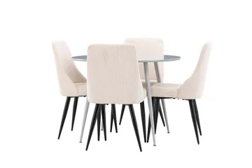 Plaza Matgrupp 100 cm Rund med 4 Leone stolar - Grå/Beige - Products - Möbler - Bord & matgrupp - Matgrupp