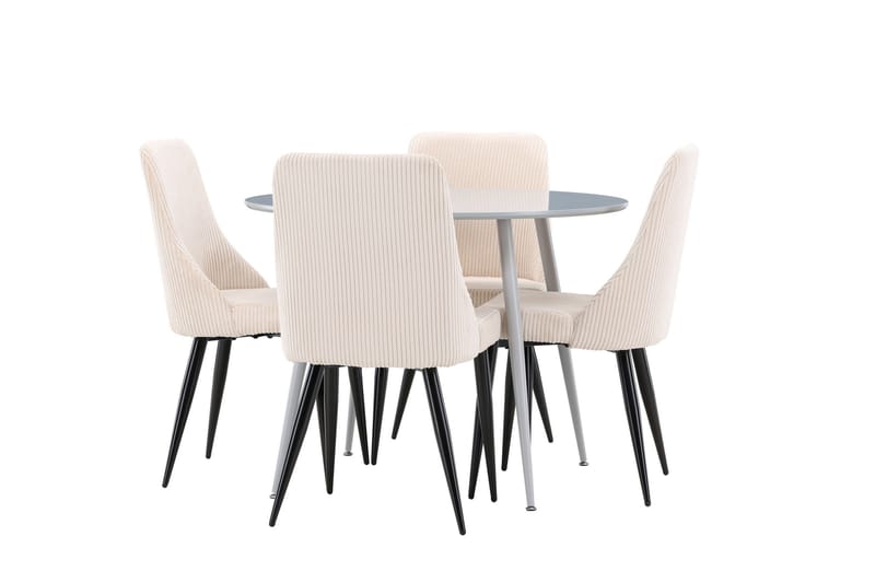 Plaza Matgrupp 100 cm Rund med 4 Leone stolar - Grå/Beige - Products - Möbler - Bord & matgrupp - Matgrupp