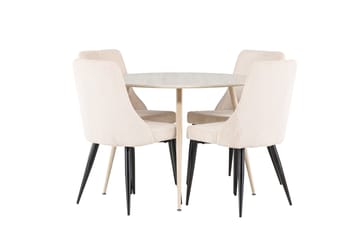 Plaza Matgrupp 100 cm Rund med 4 Leone stolar - Whitewash/Beige - Products - Möbler - Bord & matgrupp - Matgrupp