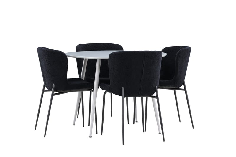 Plaza Matgrupp 100 cm Rund med 4 Modesto stolar - Grå/Svart - Products - Möbler - Bord & matgrupp - Matgrupp
