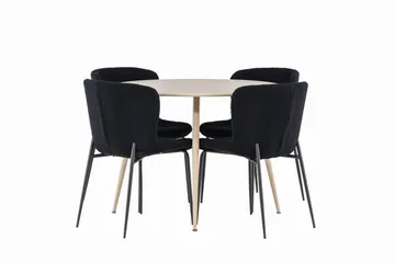 Plaza Matgrupp 100 cm Rund med 4 Modesto stolar - Whitewash/Svart - Products - Möbler - Bord & matgrupp - Matgrupp
