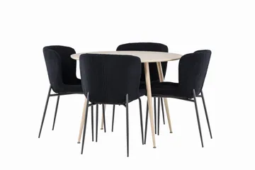 Plaza Matgrupp 100 cm Rund med 4 Modesto stolar - Whitewash/Svart - Products - Möbler - Bord & matgrupp - Matgrupp