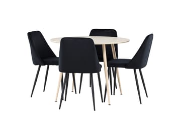 Plaza Matgrupp 100 cm Rund med 4 Night stolar - Whitewash/Svart - Products - Möbler - Bord & matgrupp - Matgrupp
