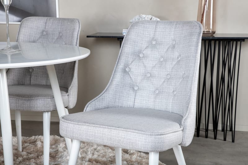 Plaza Matgrupp 100 cm Rund med 4 Velvet Deluxe stolar - Grå - Products - Möbler - Bord & matgrupp - Matgrupp