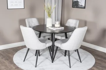 Plaza Matgrupp 100 cm Rund med 4 Velvet Deluxe stolar - Svart - Products - Möbler - Bord & matgrupp - Matgrupp