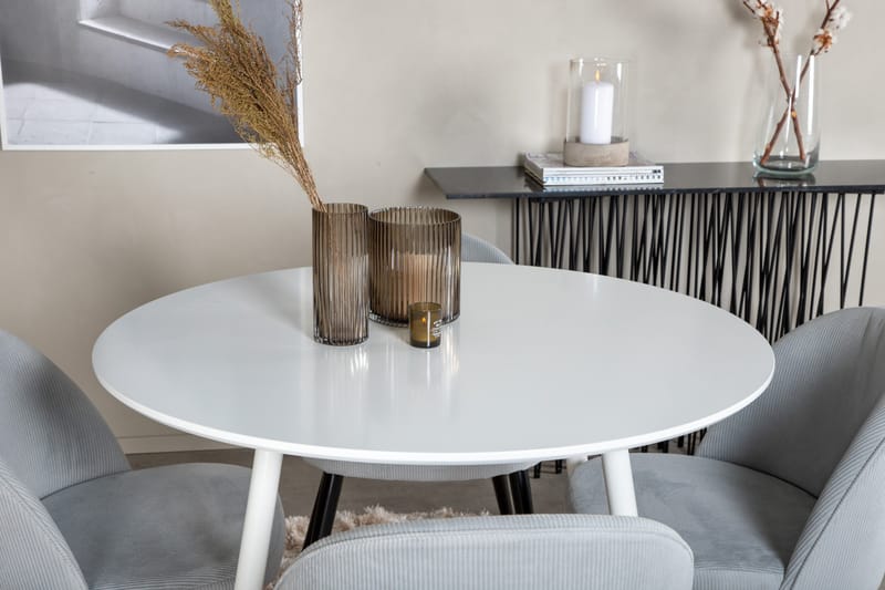 Plaza Matgrupp 100 cm Rund med 4 Velvet stolar - Svart - Products - Möbler - Bord & matgrupp - Matgrupp