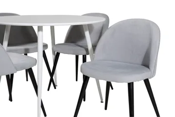 Plaza Matgrupp 100 cm Rund med 4 Velvet stolar - Svart - Products - Möbler - Bord & matgrupp - Matgrupp