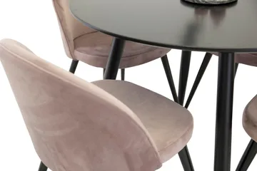 Plaza Matgrupp 100 cm Rund med 4 Velvet stolar - Svart - Products - Möbler - Bord & matgrupp - Matgrupp