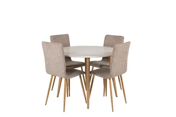 Plaza Matgrupp 100 cm Rund med 4 Windu Lyx stolar - Ljusgrå - Products - Möbler - Bord & matgrupp - Matgrupp