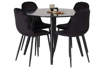 Plaza Matgrupp 100 cm Rund med 4 Polar stolar - Svart - Products - Möbler - Bord & matgrupp - Matgrupp
