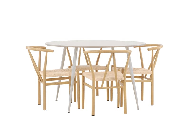 Plaza Matgrupp 120 cm Rund med 4 Alfons stolar - Beige/Beige - Products - Möbler - Bord & matgrupp - Matgrupp