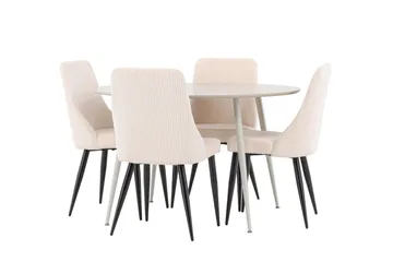 Plaza Matgrupp 120 cm Rund med 4 Leone stolar - Beige/Beige - Products - Möbler - Bord & matgrupp - Matgrupp