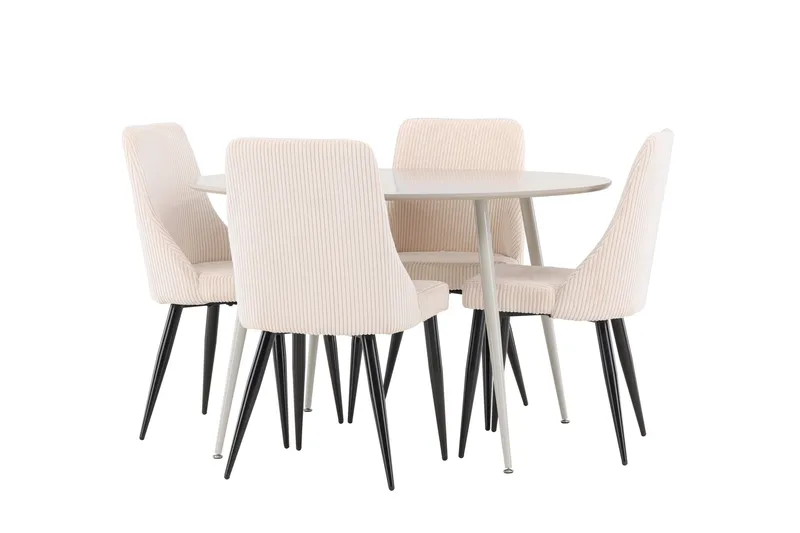 Plaza Matgrupp 120 cm Rund med 4 Leone stolar - Beige/Beige - Products - Möbler - Bord & matgrupp - Matgrupp