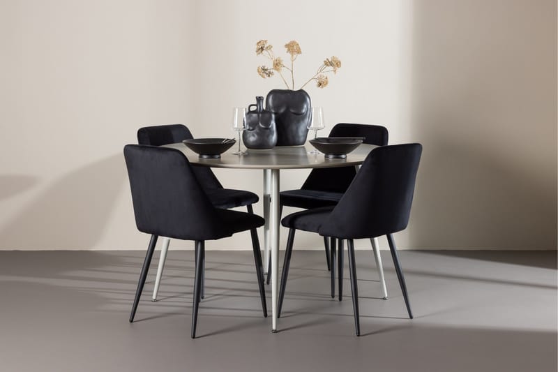 Plaza Matgrupp 120 cm Rund med 4 Night stolar - Beige/Svart - Products - Möbler - Bord & matgrupp - Matgrupp