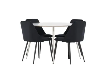 Plaza Matgrupp 120 cm Rund med 4 Night stolar - Beige/Svart - Products - Möbler - Bord & matgrupp - Matgrupp