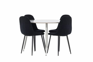 Plaza Matgrupp 120 cm Rund med 4 Polar stolar - Beige/Svart - Products - Möbler - Bord & matgrupp - Matgrupp